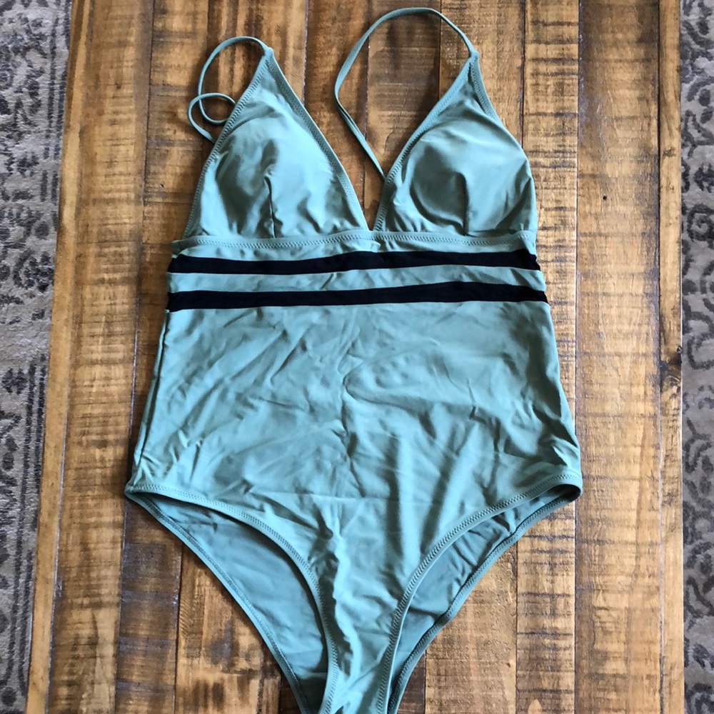 Olive Green Mesh One Piece